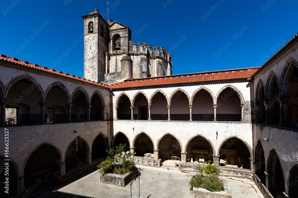 Cloisters of the Tomar's convent, founded by the Order of Poor Knights of the Temple (or Templar Knights) in 1118 in Tomar, Portugal