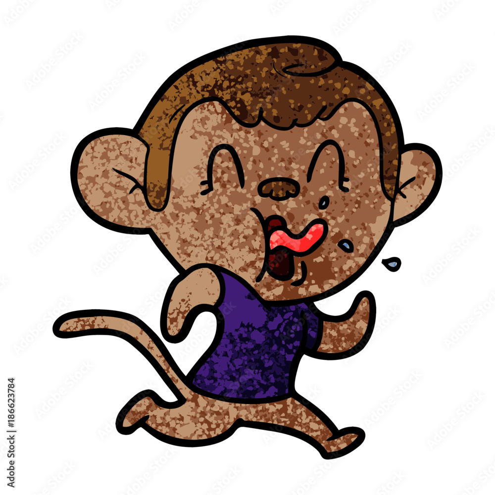 Obraz premium crazy cartoon monkey running