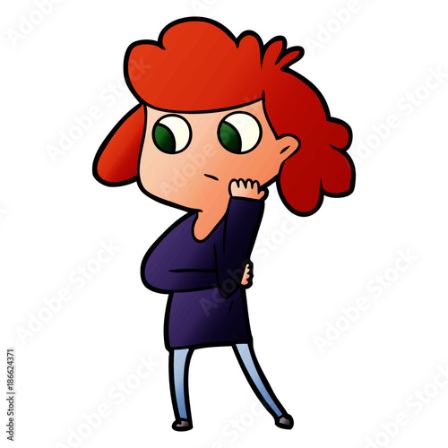 cartoon unsure woman
