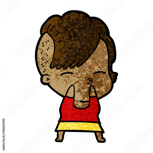 cartoon squinting girl