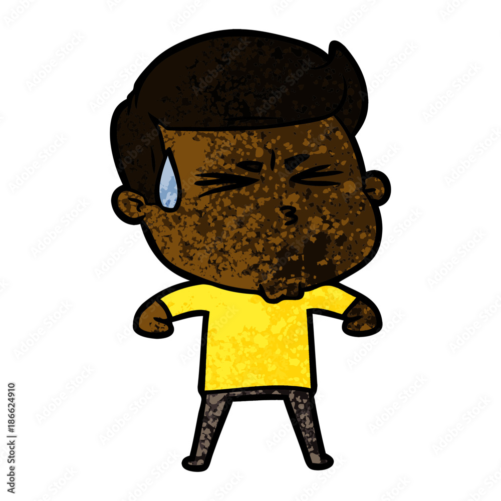 Fototapeta premium cartoon man sweating