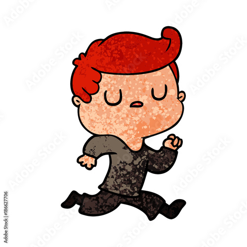 cartoon aloof man running