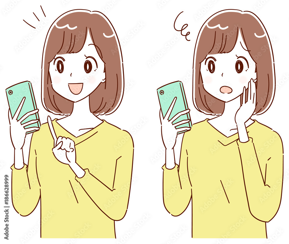 若い女性のイラスト スマホ Stock ベクター Adobe Stock