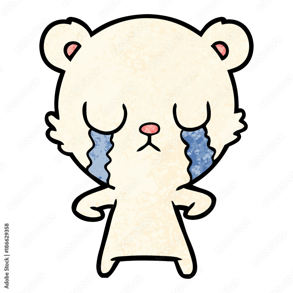 Obraz premium sad little polar bear cartoon