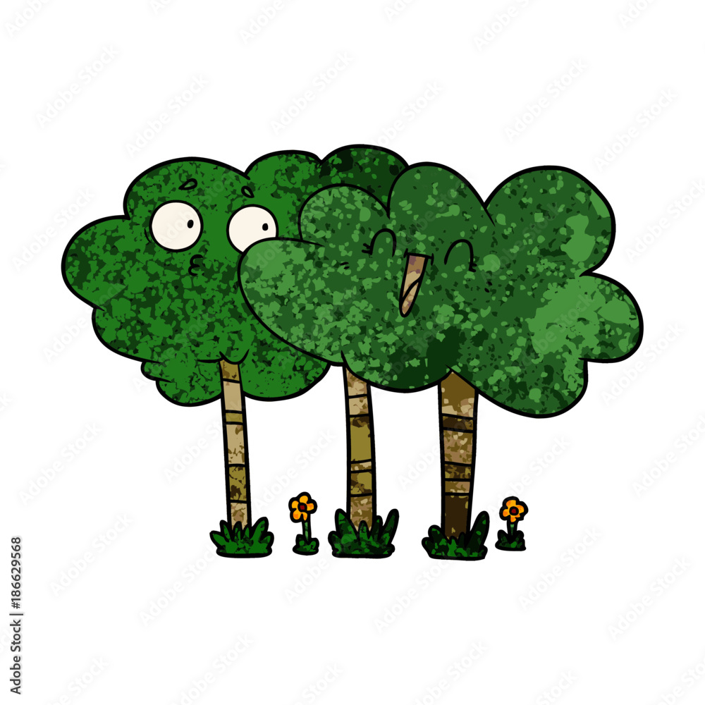 Fototapeta cartoon trees with faces