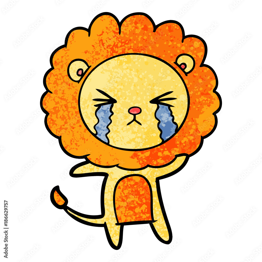 Naklejka premium cartoon crying lion