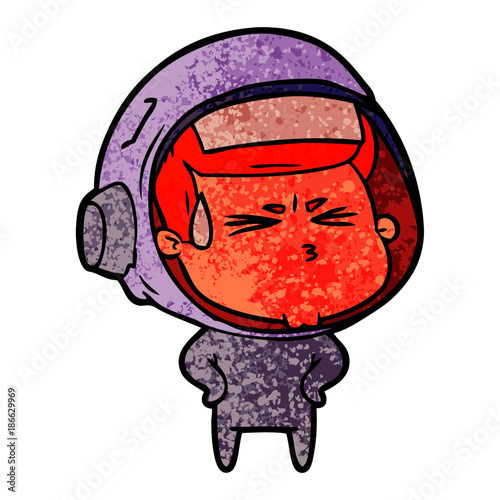 cartoon stressed astronaut