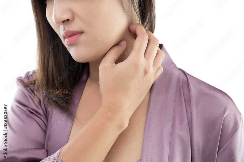 Beautiful women itching and scratching by hand, Closeup, Healthcare And Medicine - People with skin problem concept. Beautiful women itching and scratching by hand, Closeup, Healthcare And Medicine - People with skin problem concept.