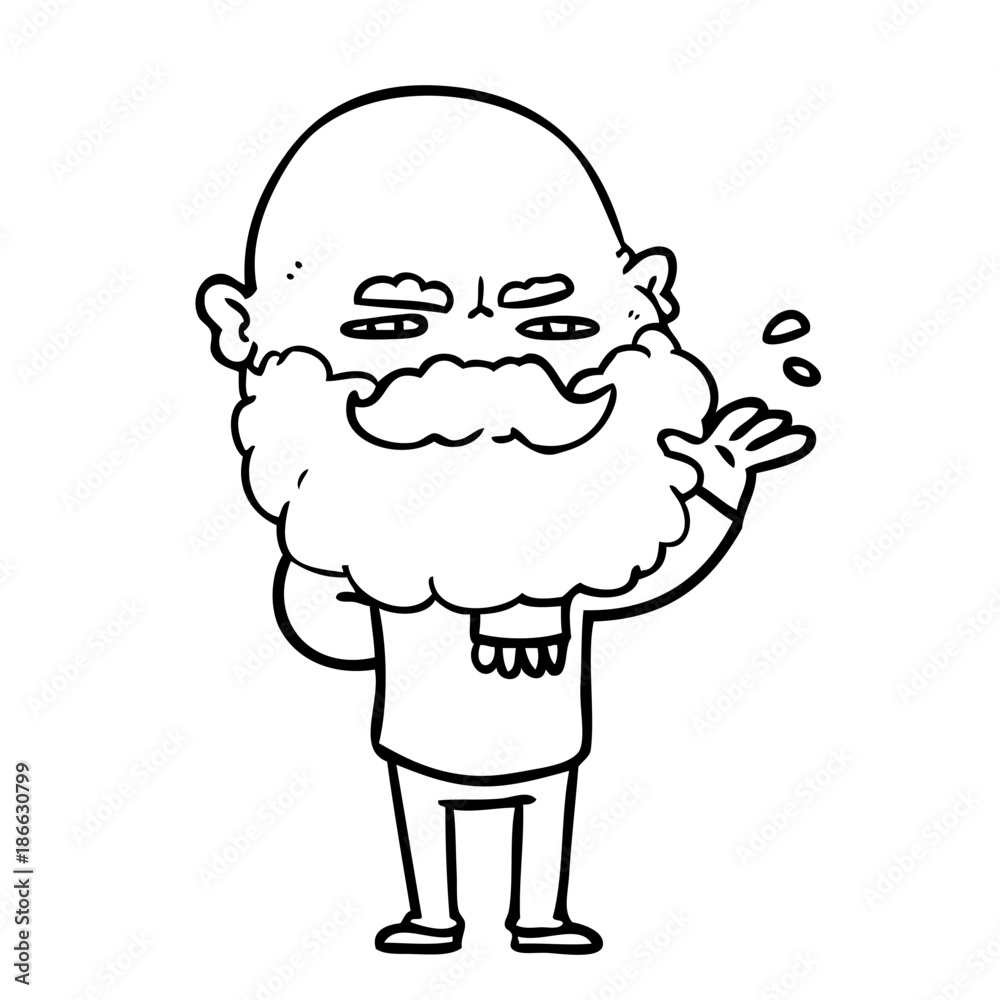 cartoon dismissive man with beard frowning