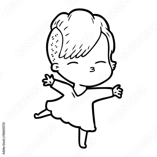 cartoon squinting girl