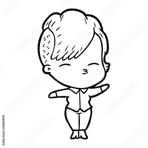 cartoon squinting girl