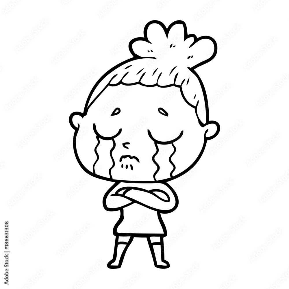cartoon crying woman