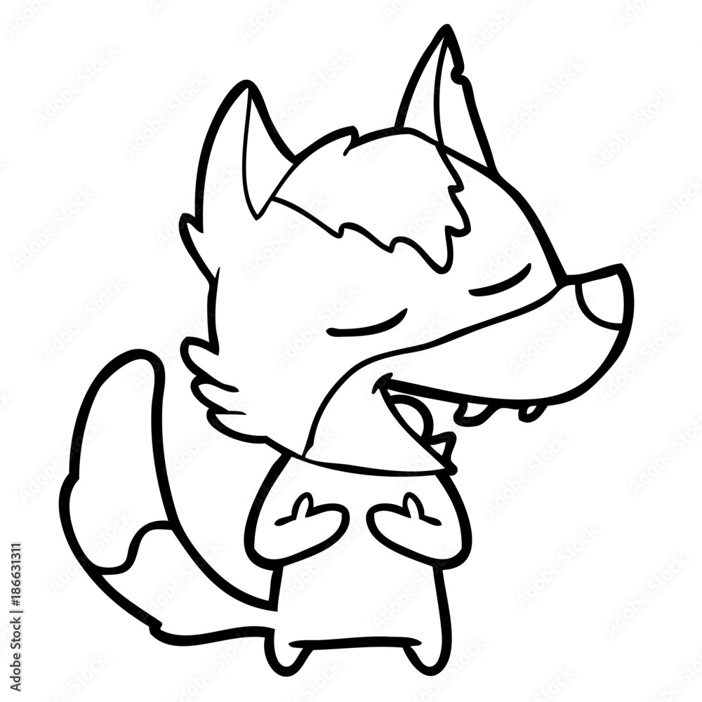 Fototapeta premium cartoon wolf laughing