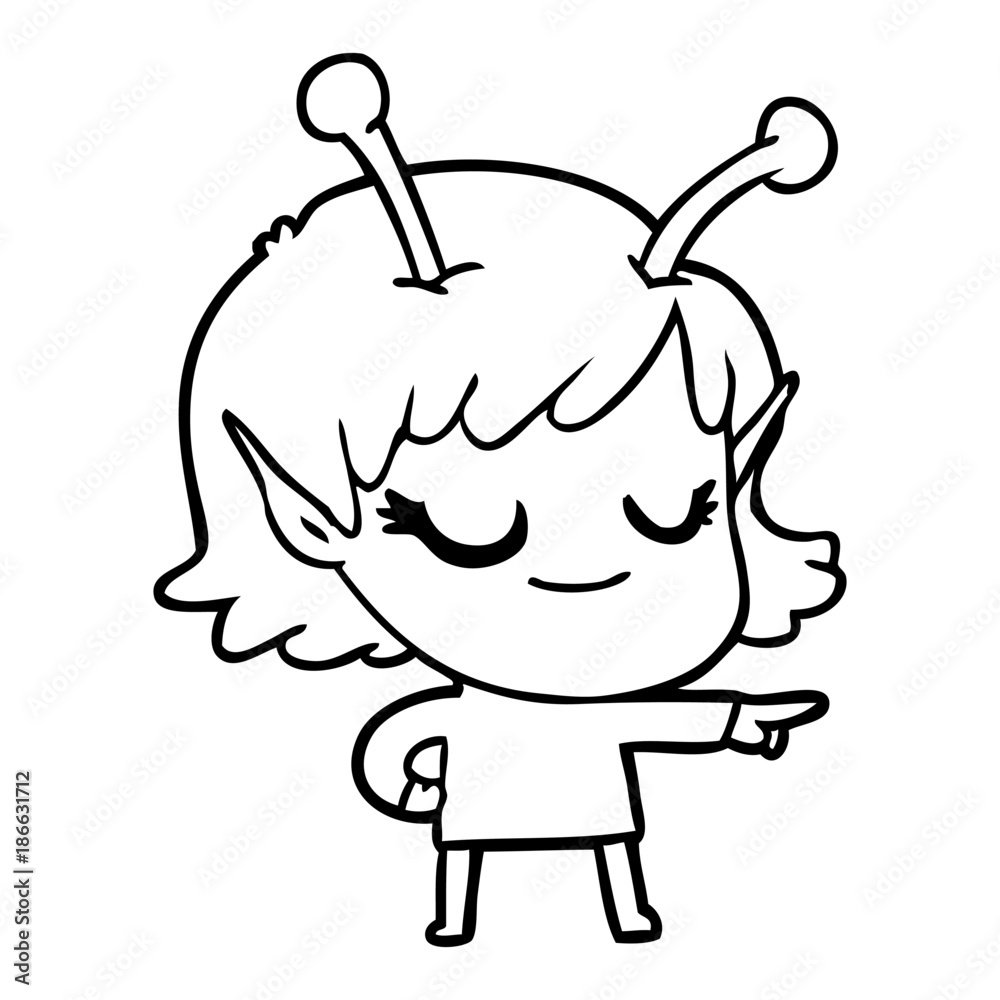 smiling alien girl cartoon