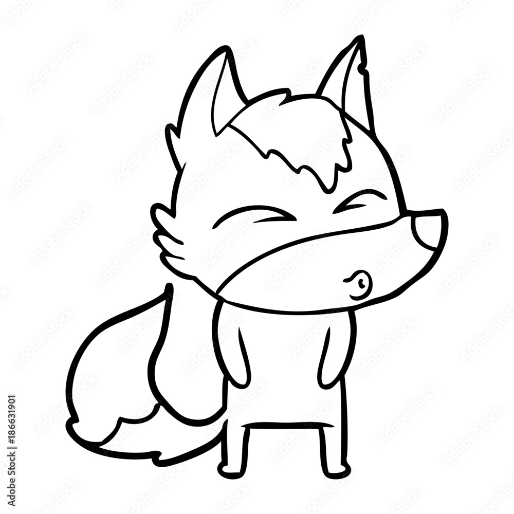 cartoon wolf pouting