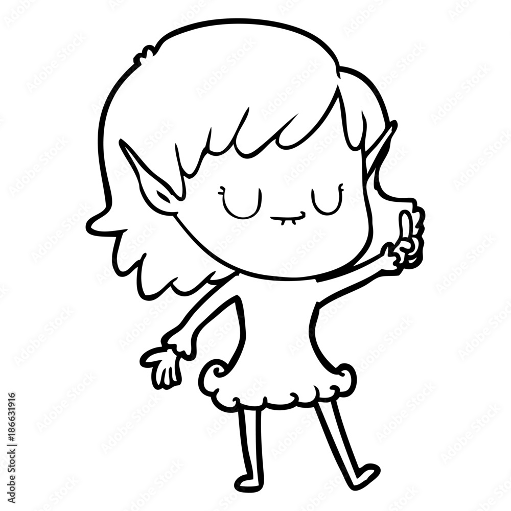 Naklejka premium happy cartoon elf girl
