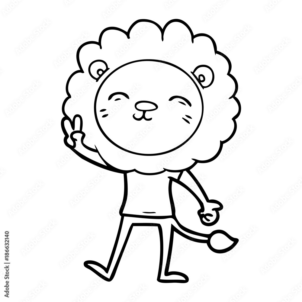 cartoon lion giving peac sign cartoon lion giving peac sign