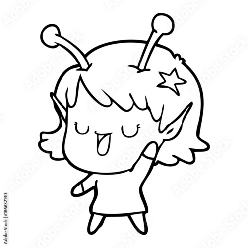 happy alien girl cartoon