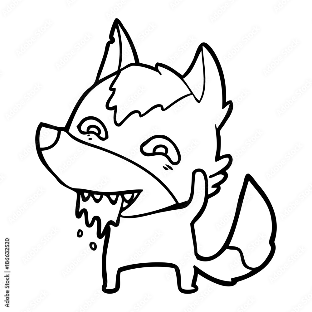 cartoon hungry wolf