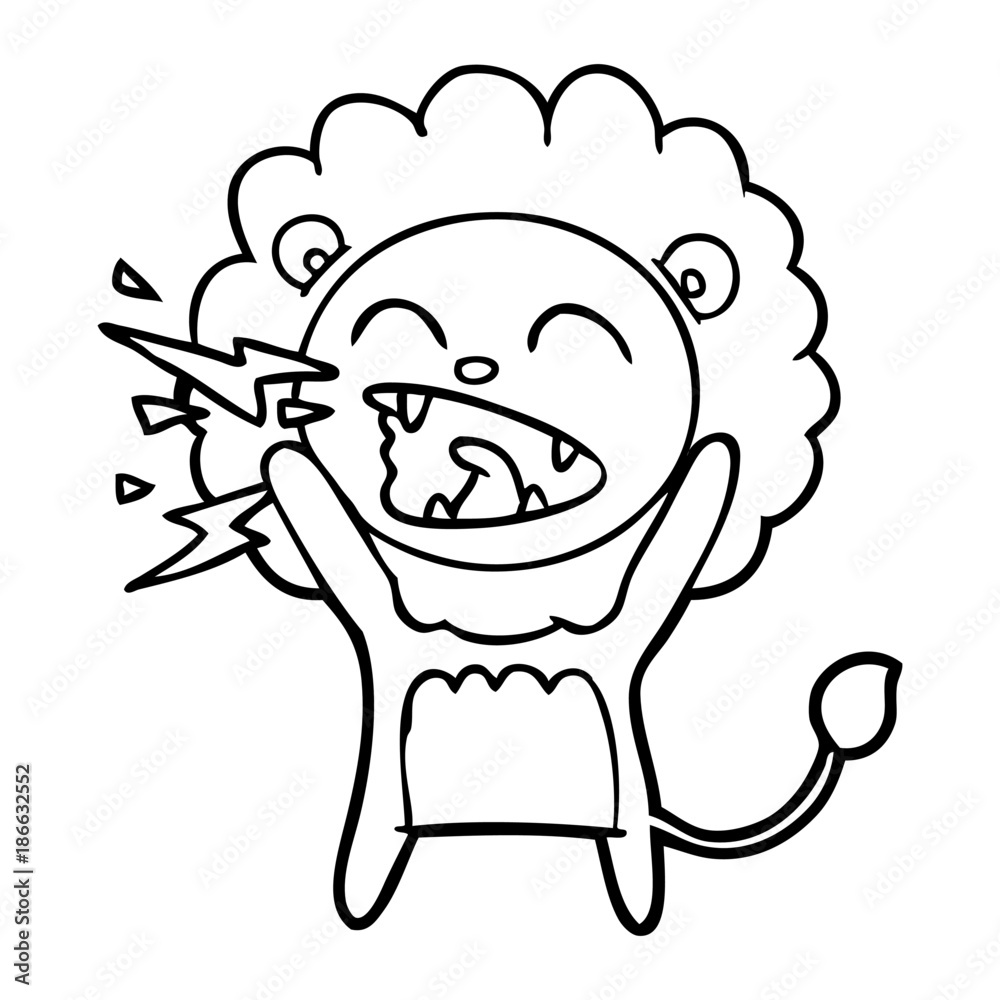 cartoon roaring lion Stock Vector | Adobe Stock