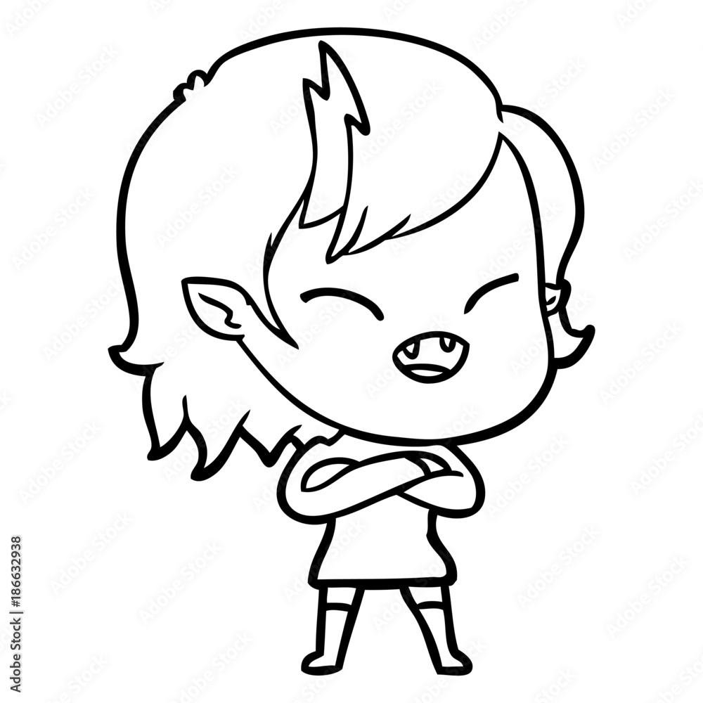 cartoon laughing vampire girl with crossed arms cartoon laughing vampire girl with crossed arms