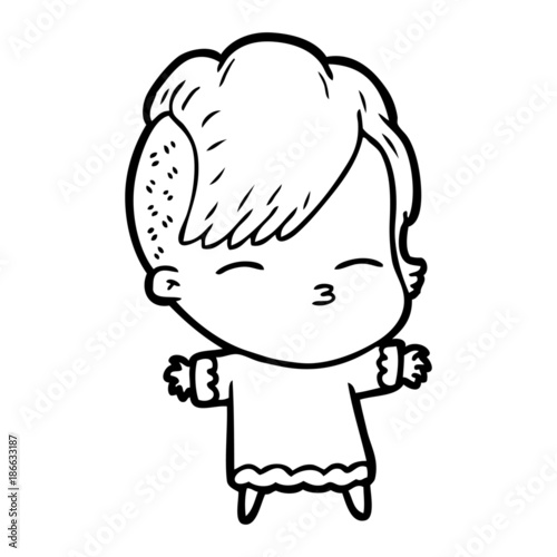 cartoon squinting girl