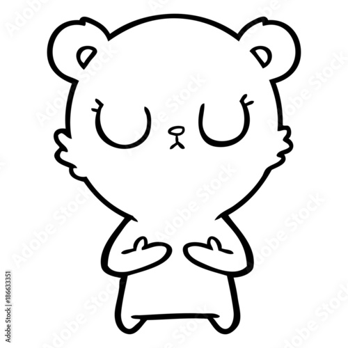 peaceful cartoon bear cub