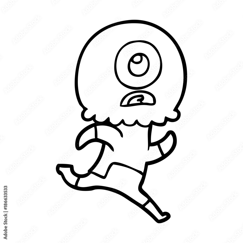 Obraz premium cartoon cyclops alien spaceman running