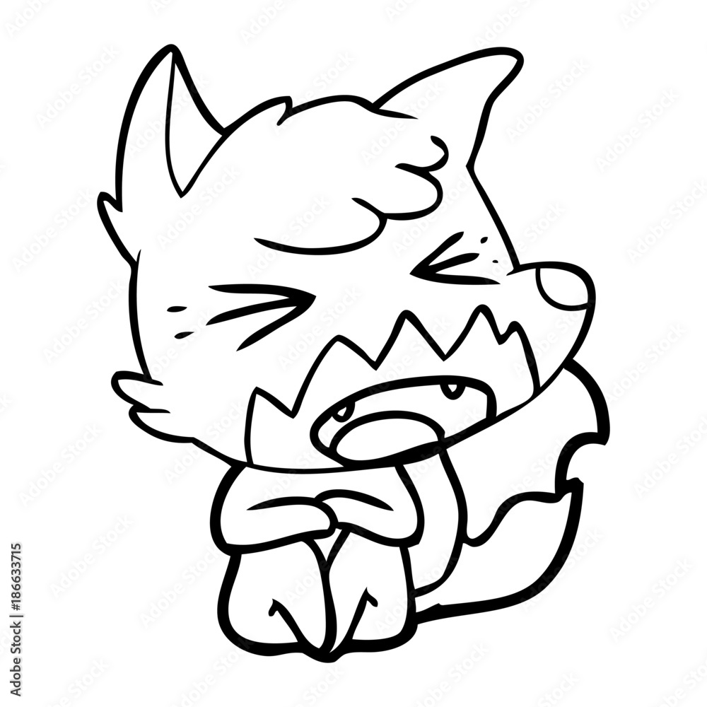 angry cartoon fox sitting on floor angry cartoon fox sitting on floor