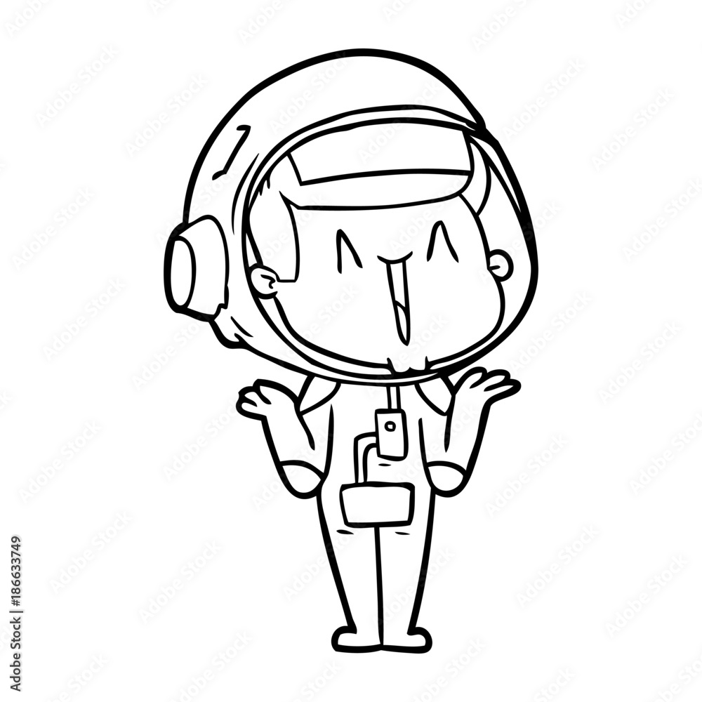 happy cartoon astronaut shrugging shoulders happy cartoon astronaut shrugging shoulders