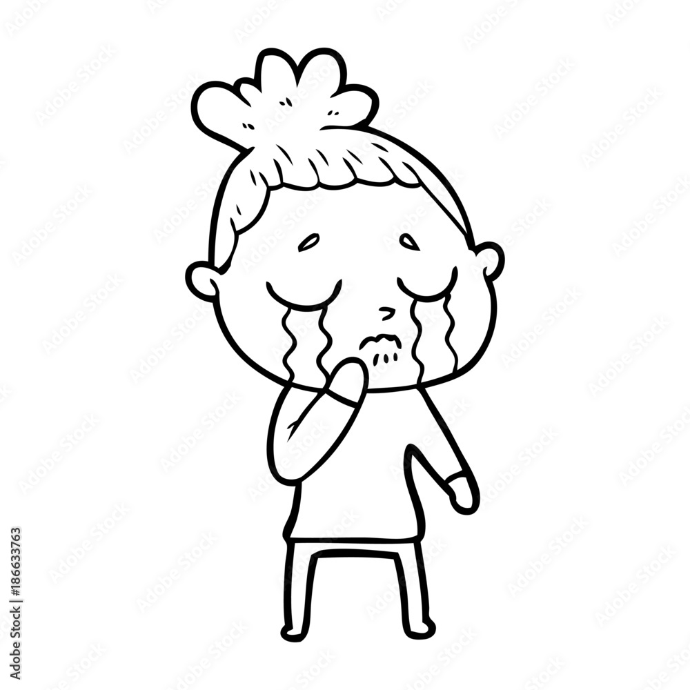 cartoon crying woman