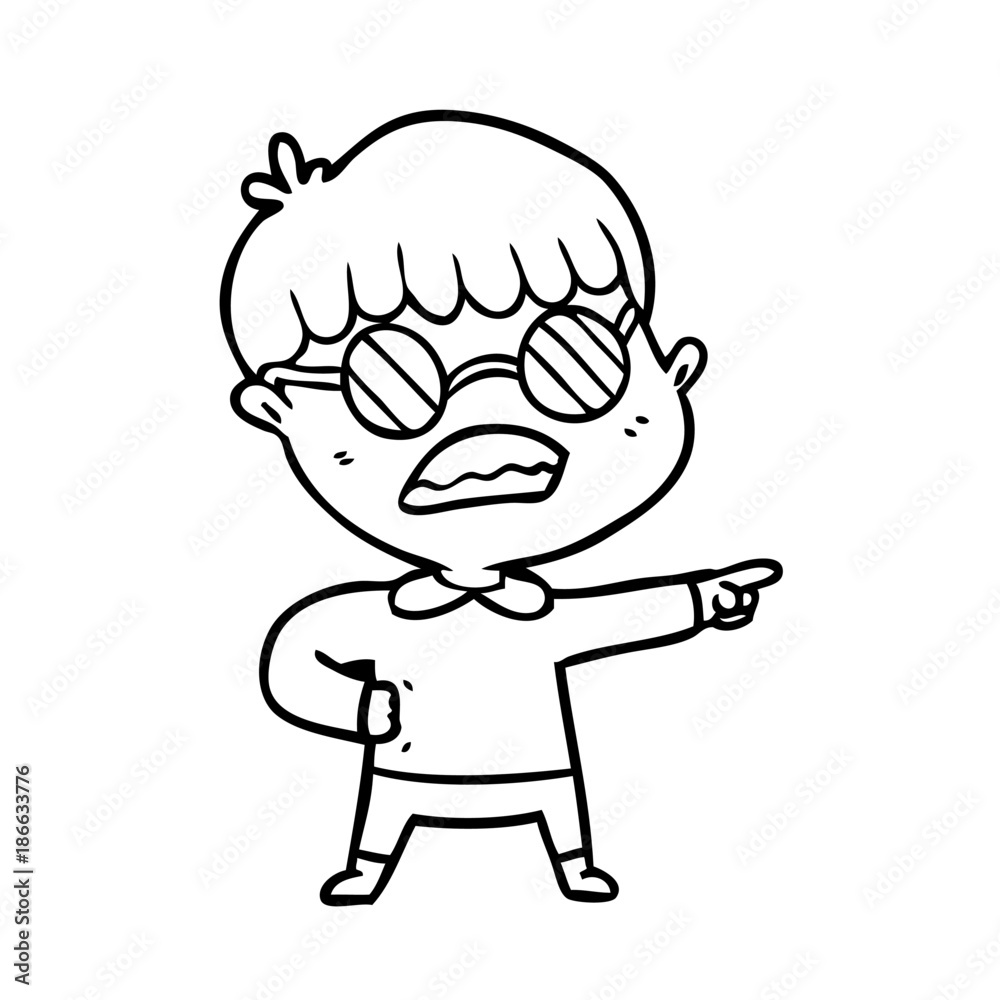 cartoon pointing boy wearing spectacles cartoon pointing boy wearing spectacles