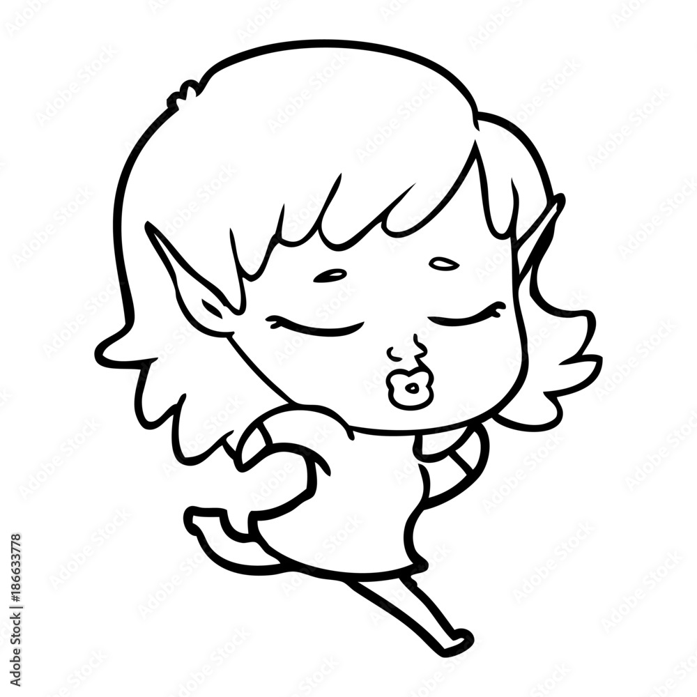 pretty cartoon elf girl running pretty cartoon elf girl running