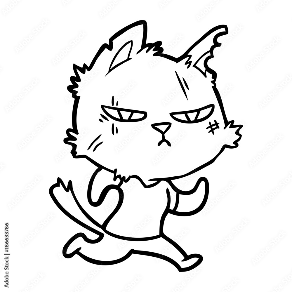 tough cartoon cat running tough cartoon cat running