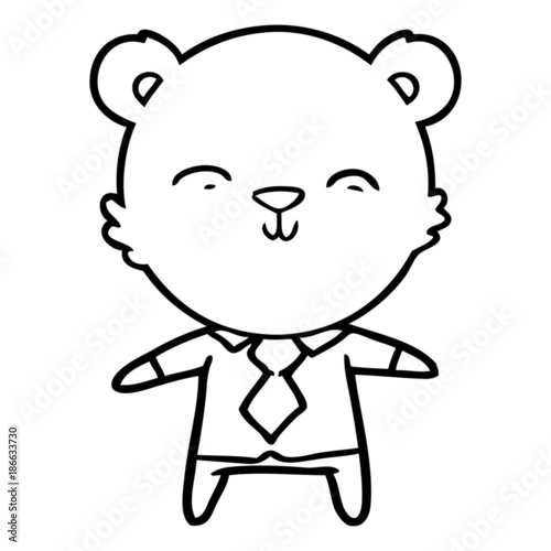 happy cartoon polar bear office worker