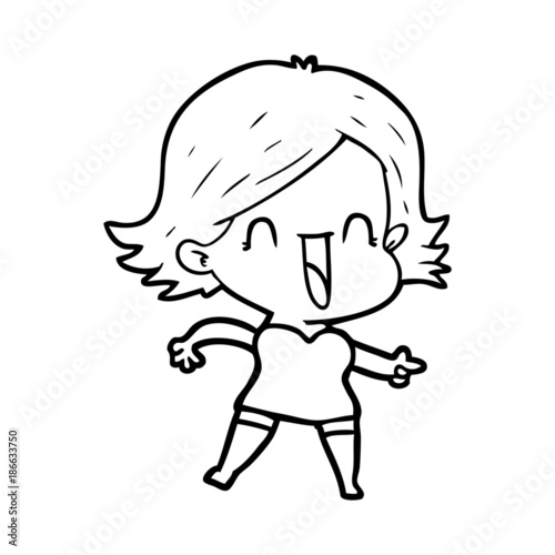 cartoon laughing woman pointing