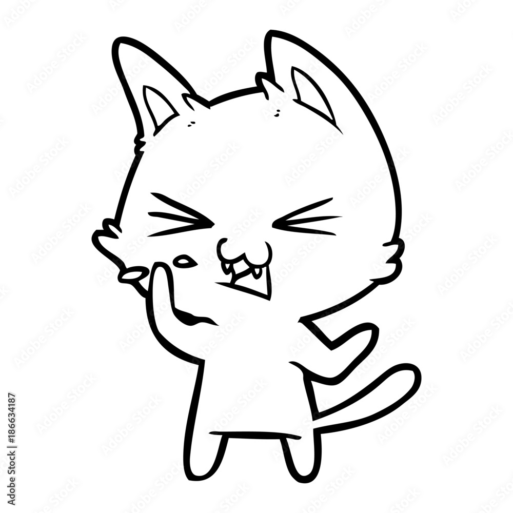 cartoon cat hissing