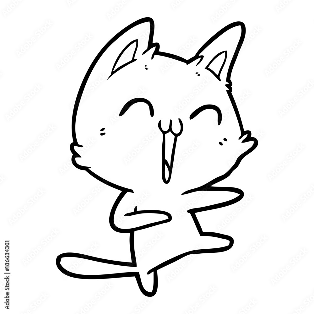 happy cartoon cat meowing happy cartoon cat meowing