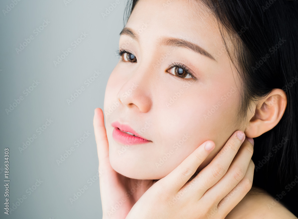 Portrait of woman skin beauty and health, for spa products and make up. The skin is smooth and beautiful. concept of healthy women.