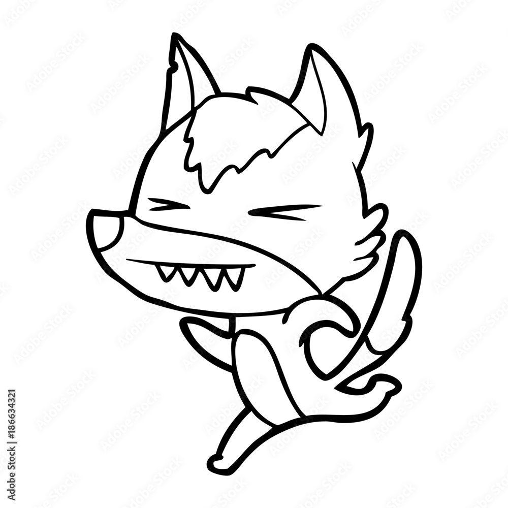 Naklejka premium angry wolf running