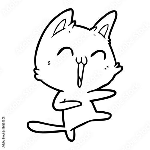 happy cartoon cat meowing