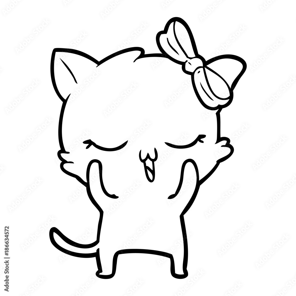 cartoon cat with bow on head cartoon cat with bow on head