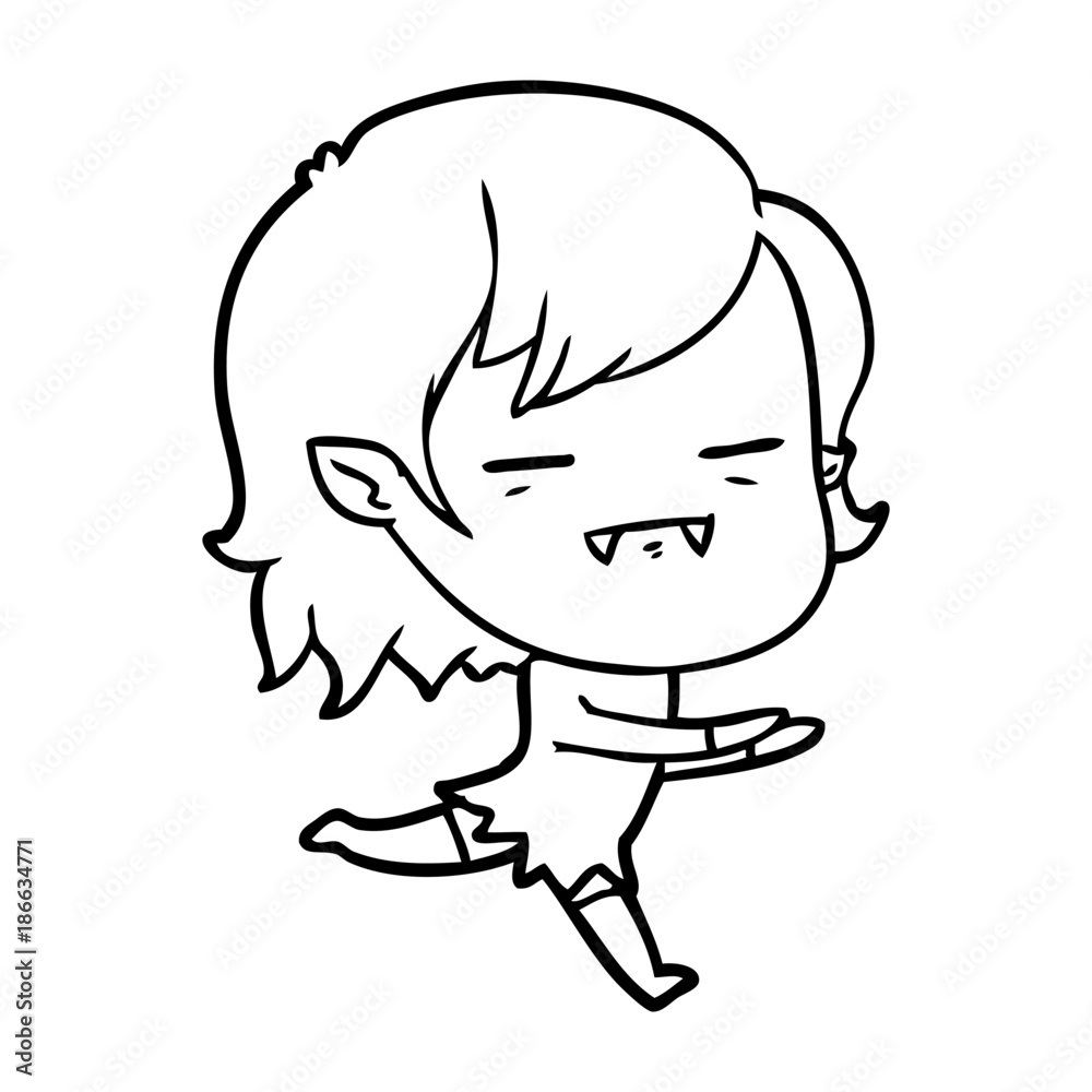 cartoon undead vampire girl running