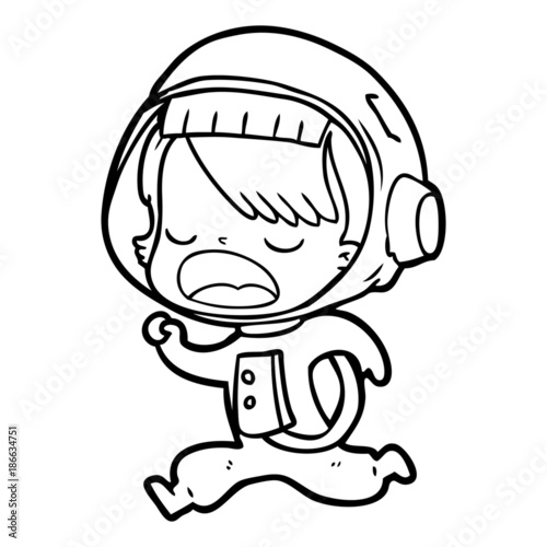 cartoon astronaut woman running
