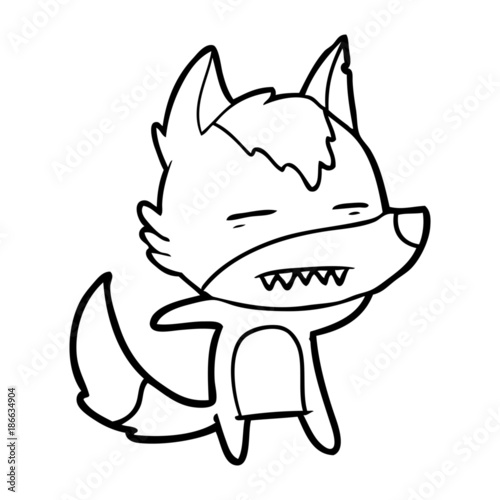 cartoon wolf showing teeth © lineartestpilot
