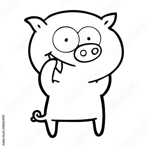 cheerful pig cartoon