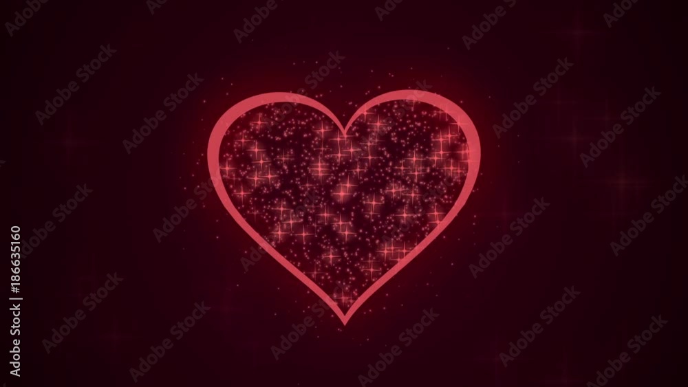 Heart with glowing particles on the dark red background Heart with glowing particles on the dark red background