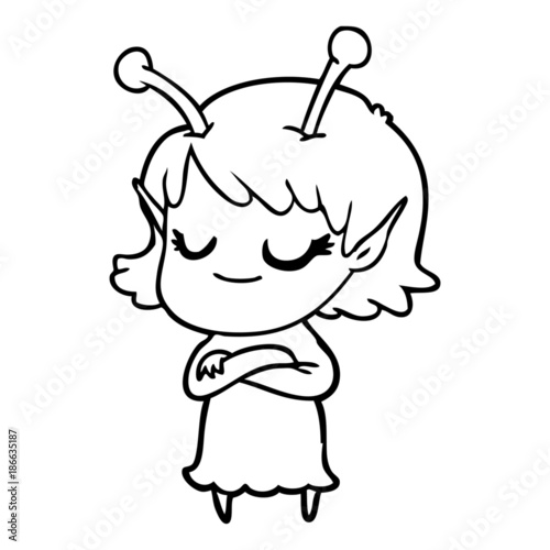 smiling alien girl cartoon