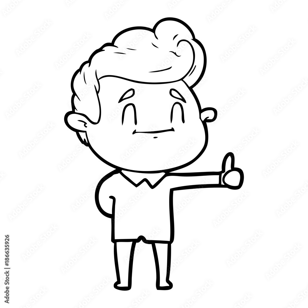 happy cartoon man giving thumbs up