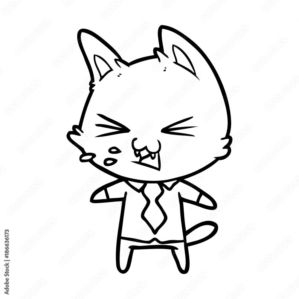 cartoon cat wearing shirt hissing